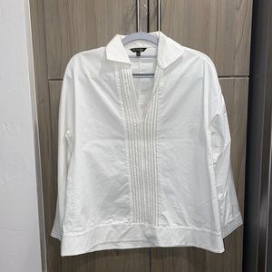 Massimo Dutti lace trim cotton white shirt